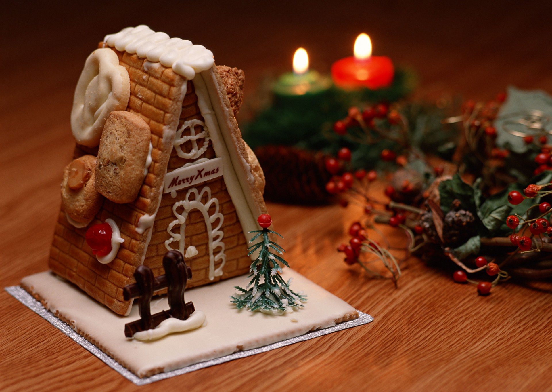 weihnachten neujahr süßigkeiten haus kerzen