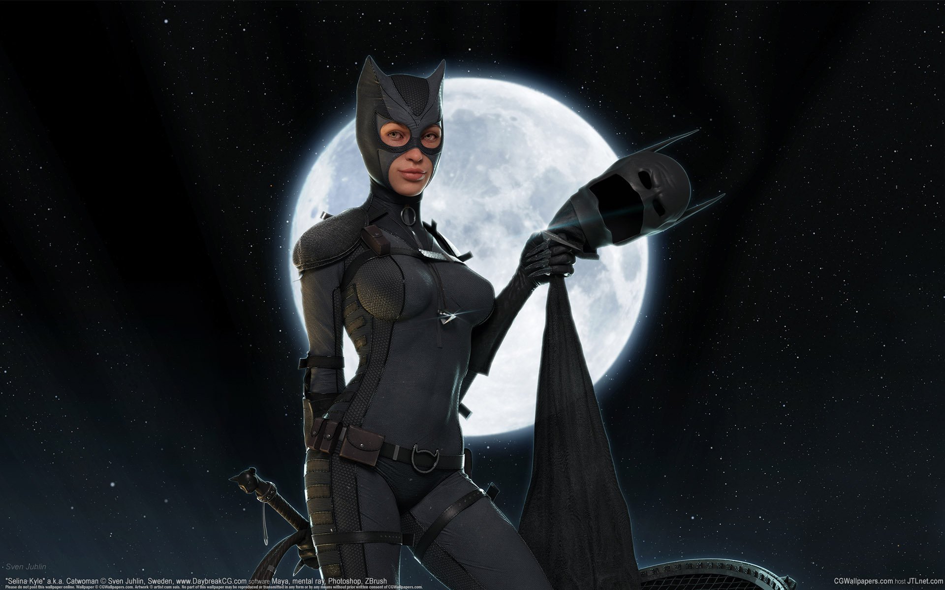 ven juhlin art the moon catwoman mask night costume