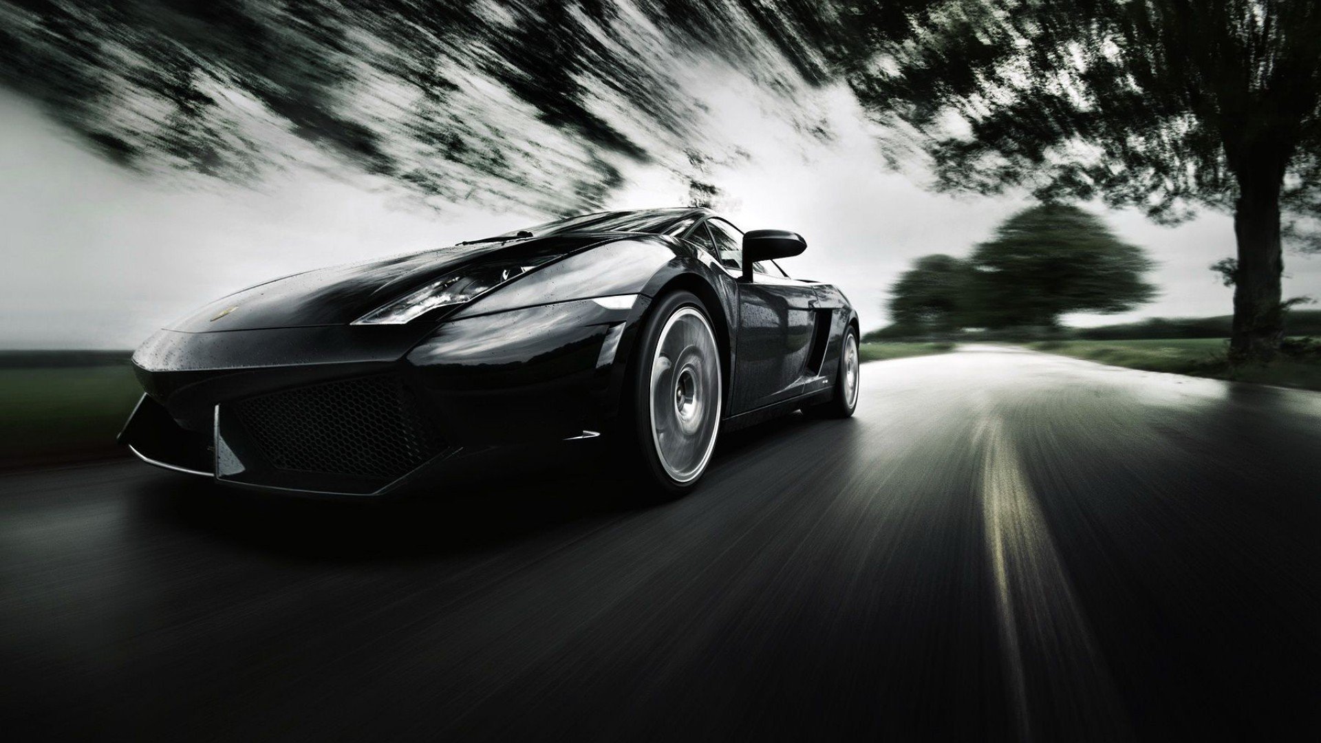 lamborghini gallardo supercar road speed blur background