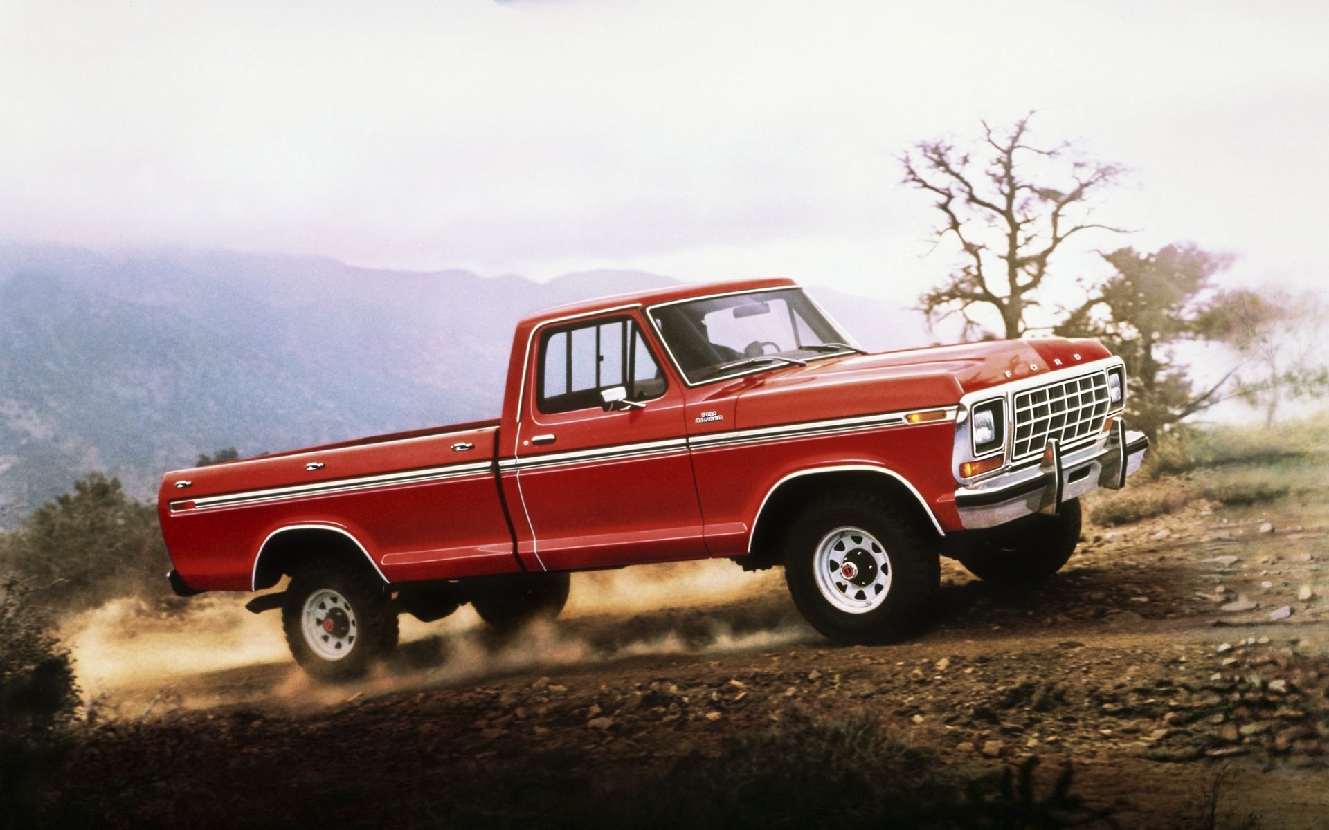 ford f-150 ranger 1978 f-150 ranger pickup red classic road dust sky