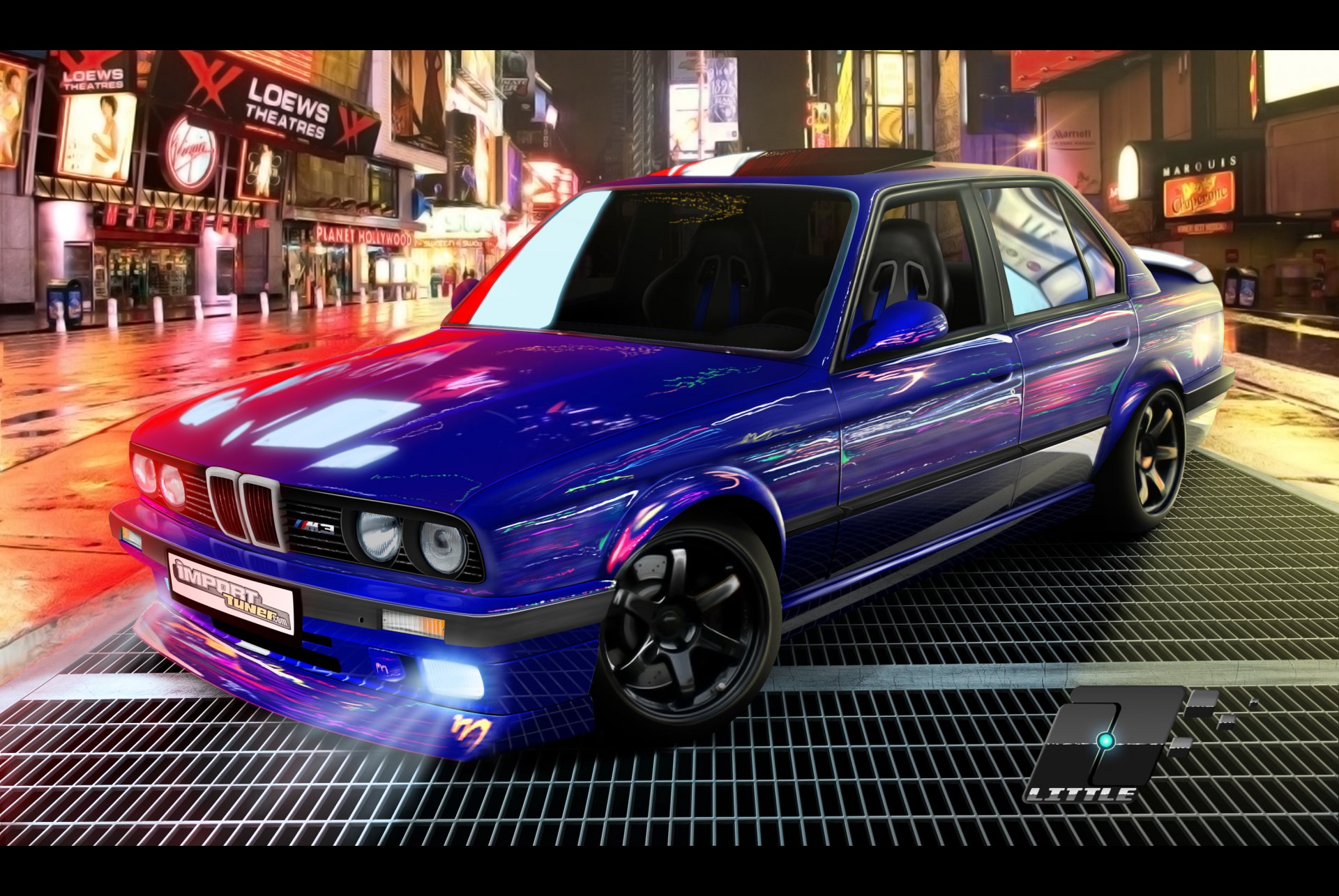 time square nacht straße auto bmw e30 bmw e30 tuning