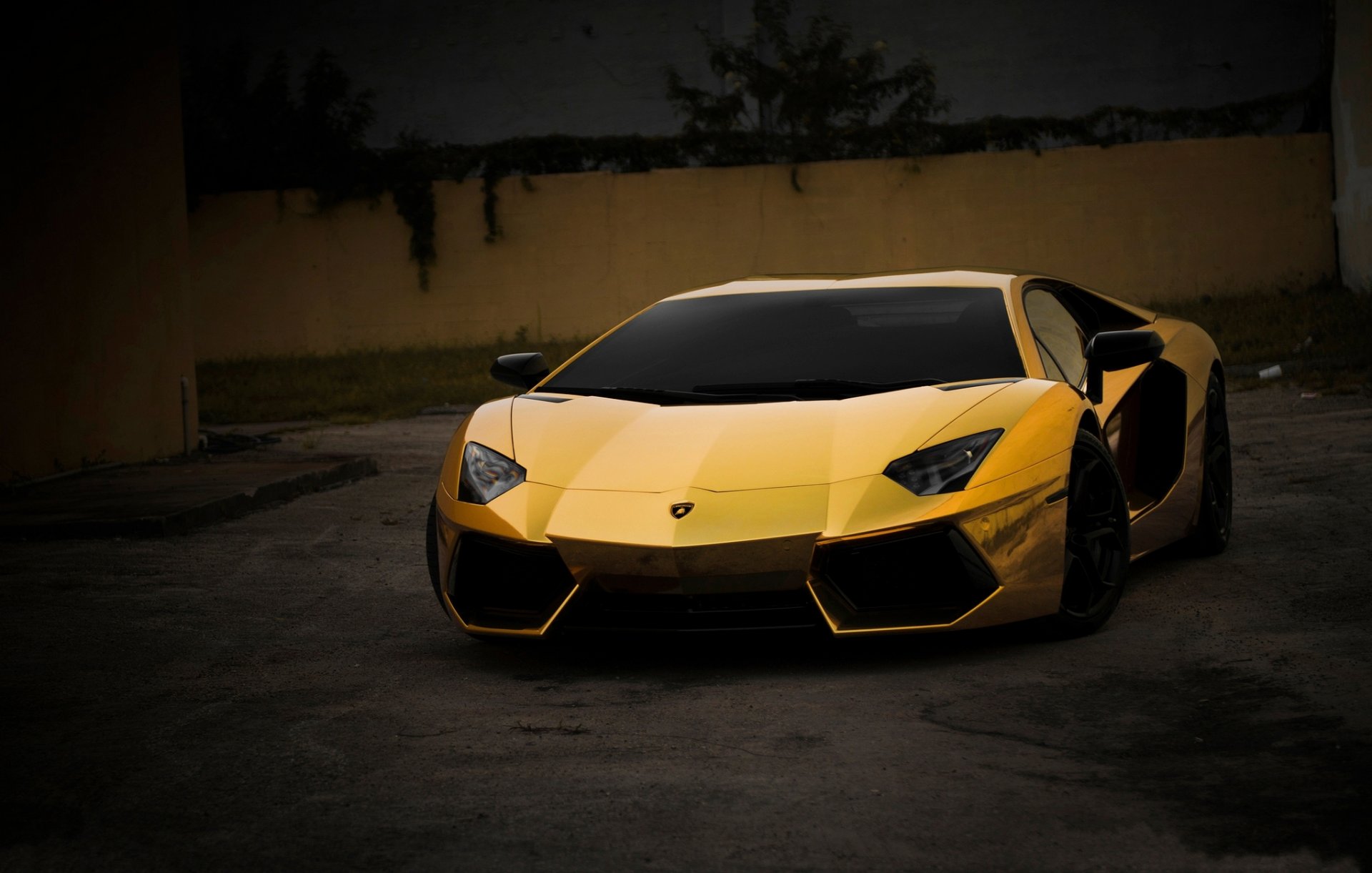 lamborghini aventador золото машины авто тюнинг золотой ночь