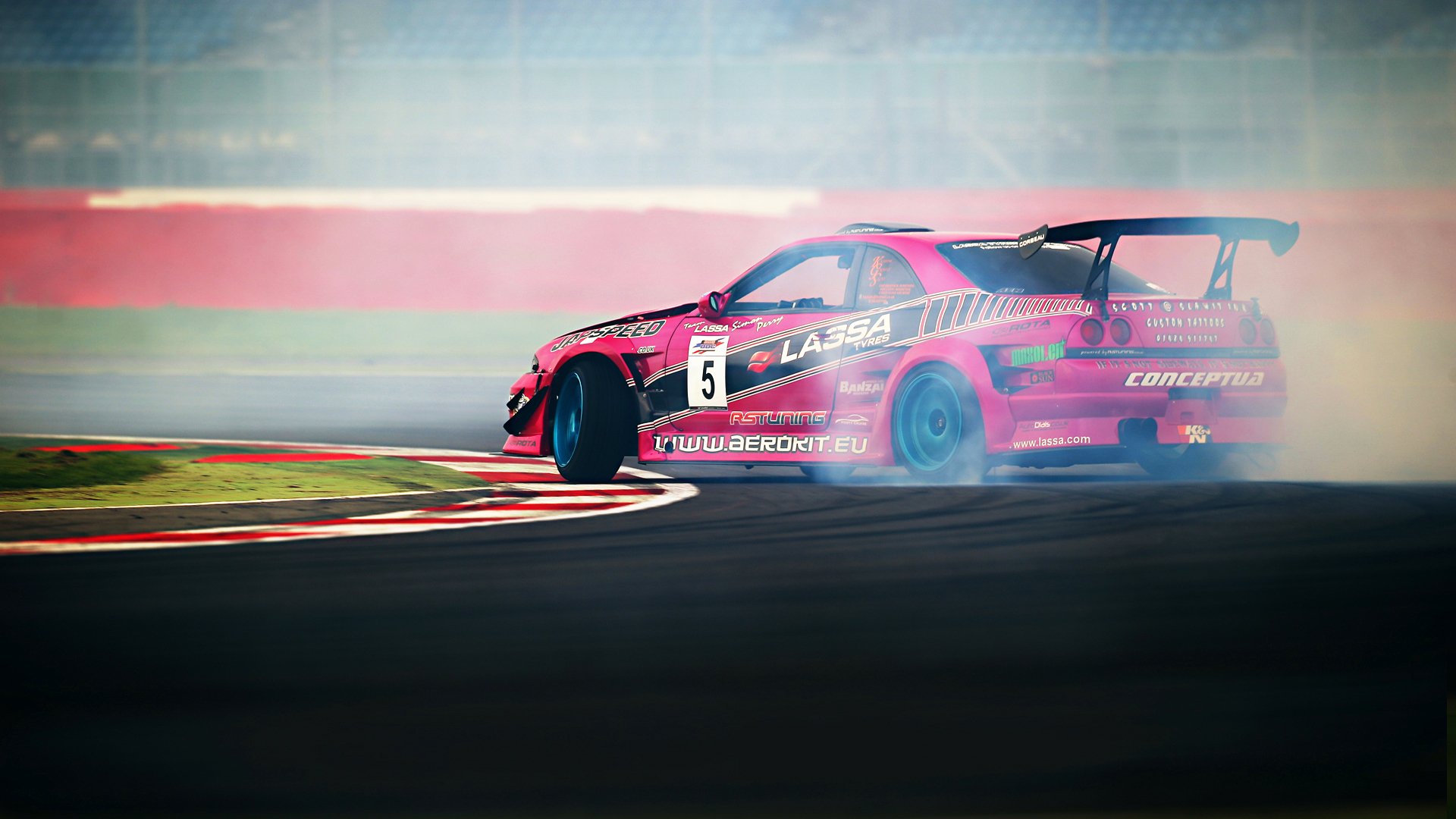 nissan gtr drift tuning sportcar competition smoke rose