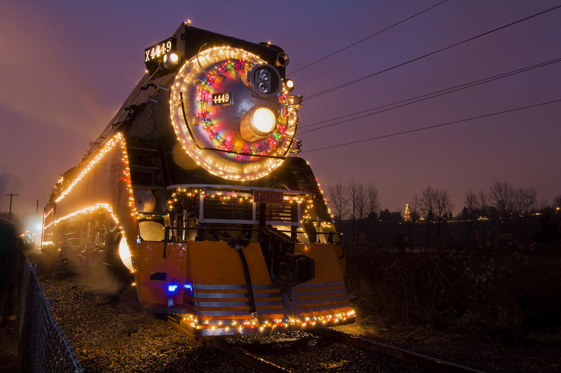 locomotora iluminación año nuevo noche luces