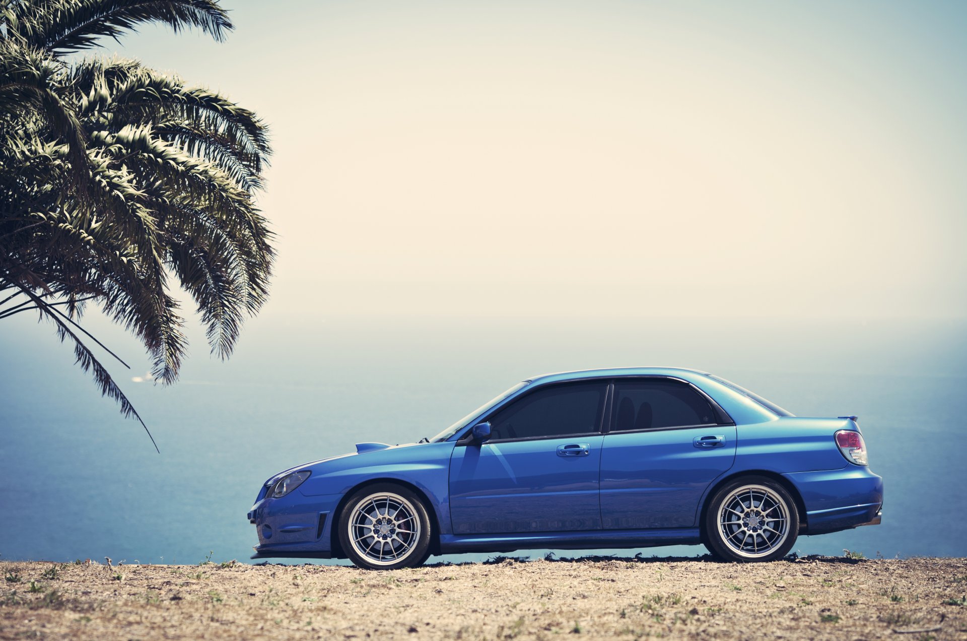 ubaru impreza blau subaru impreza blau palme himmel