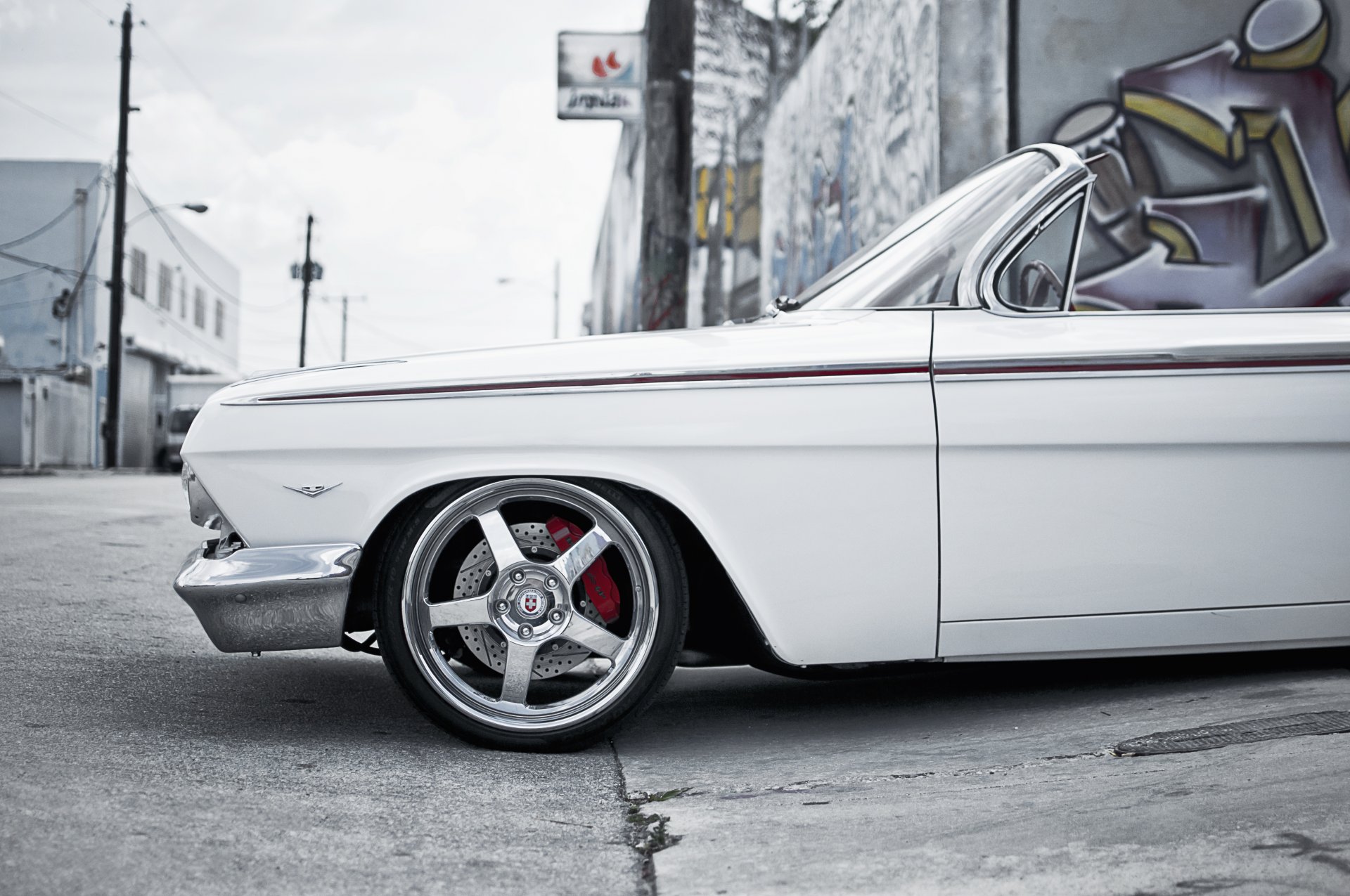 chevrolet impala blanco chevrolet blanco convertible calle graffiti