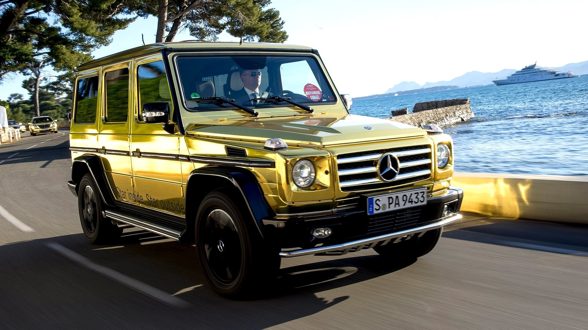 auto tapete mercedes benz g500 2012 festival de cannes gold automobil tapete mercedes benz.g500 golden