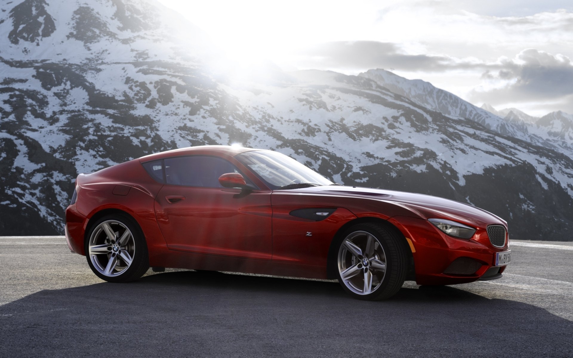 bmw zagato coupe bmw zagato rojo frente cielo montañas