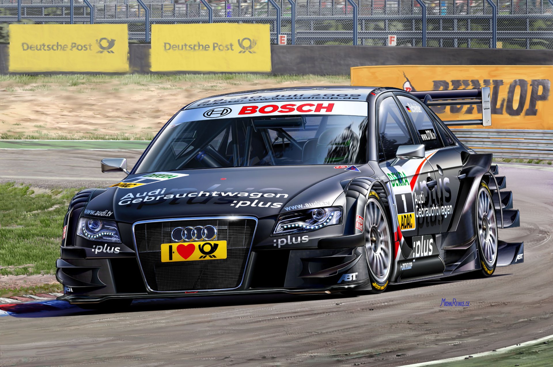 picture michal reinis racing car a4 race dtm 2009 deutsche tourenwagen masters team abt sportsline pilot timo scheider