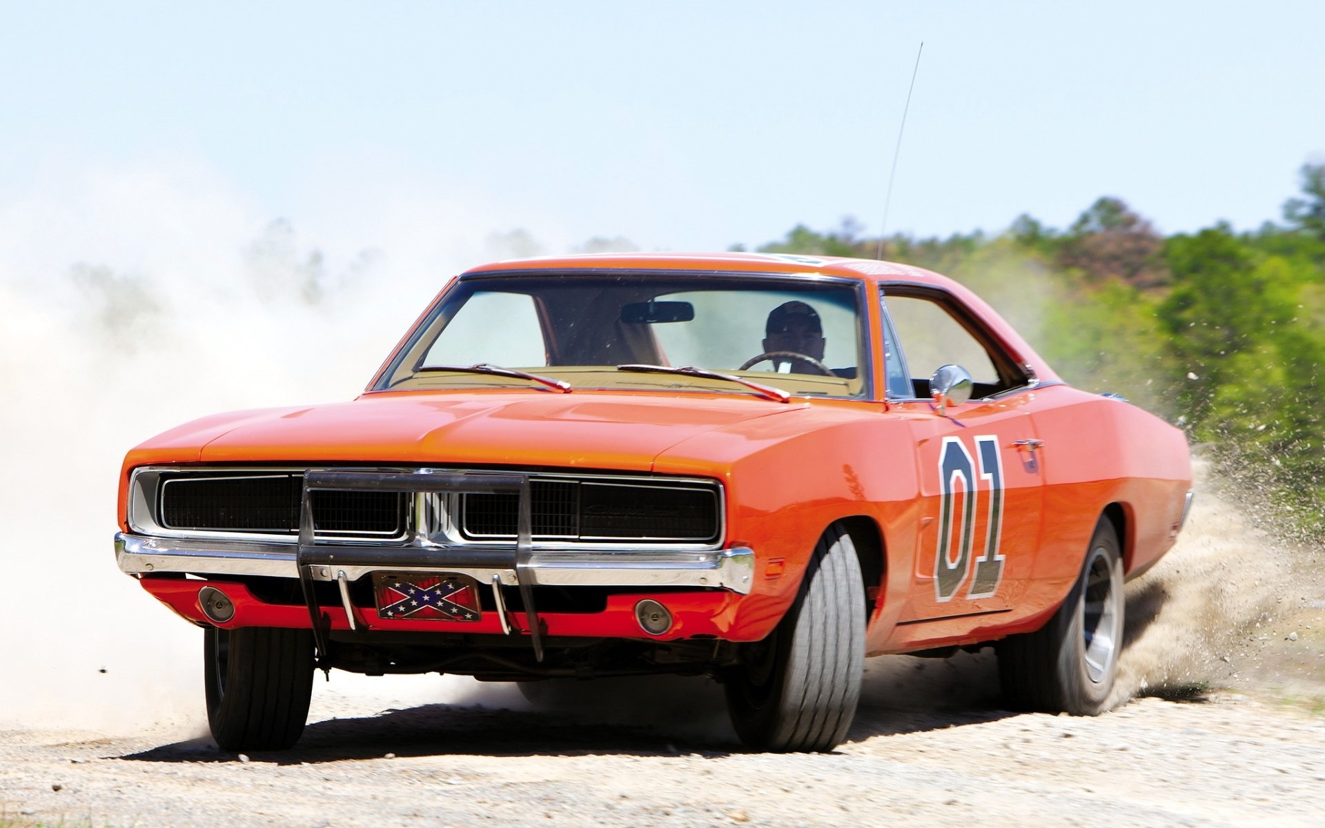 esquivar cargador general lee 1969 dodge cargador.general lee naranja frente.muscle car muscle car derrape polvo fondo