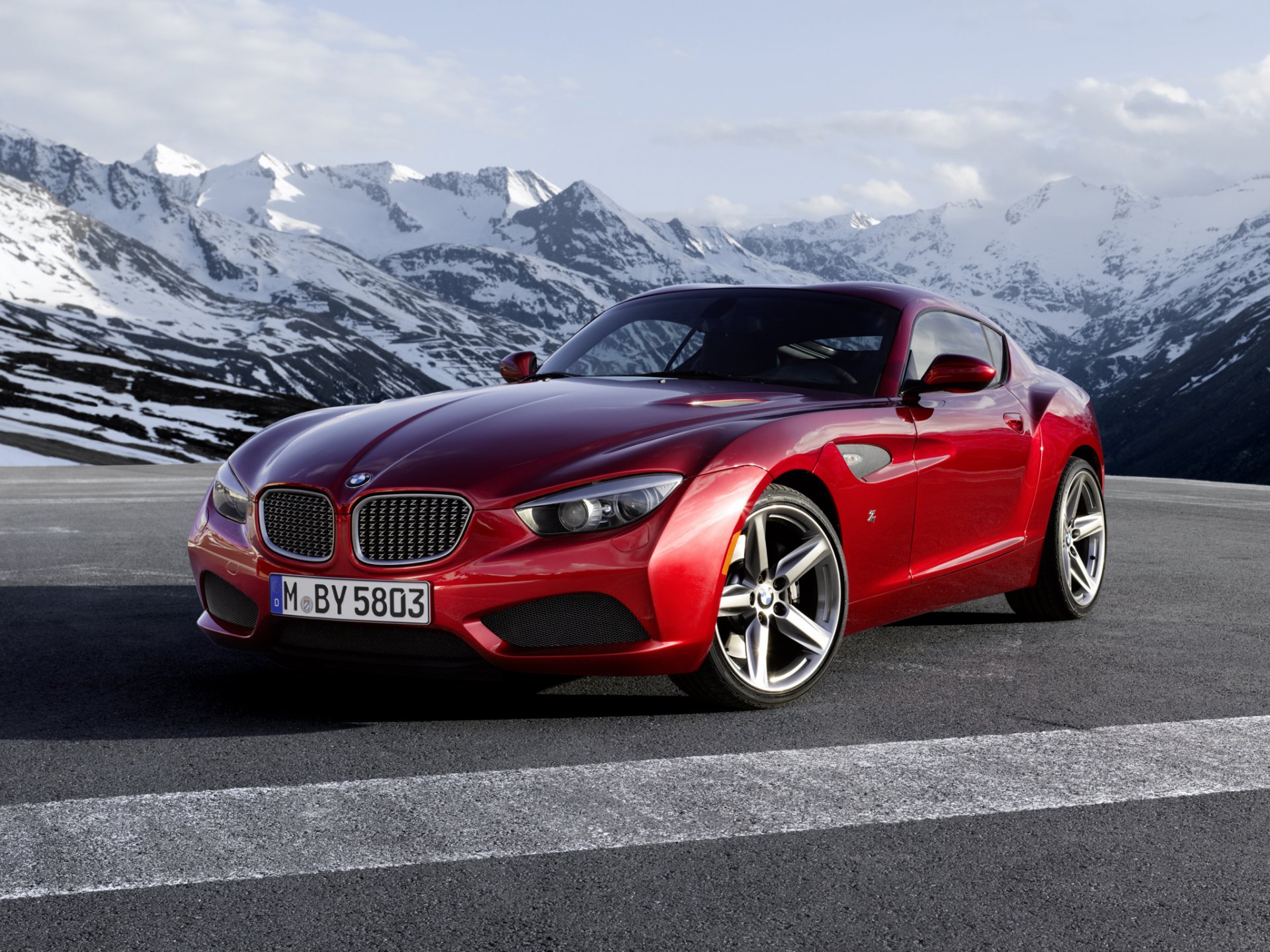 bmw z4 zagato coupe bmw zagato czerwony przód góry.chmury niebo