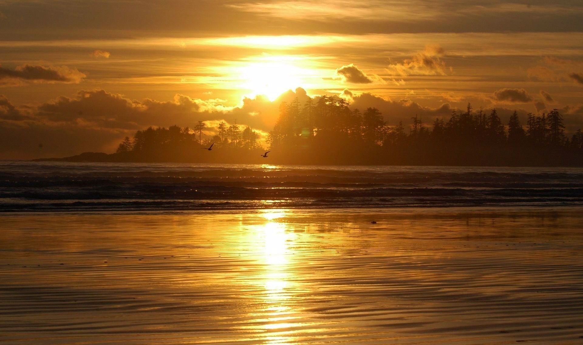 mer coucher de soleil nuages ciel