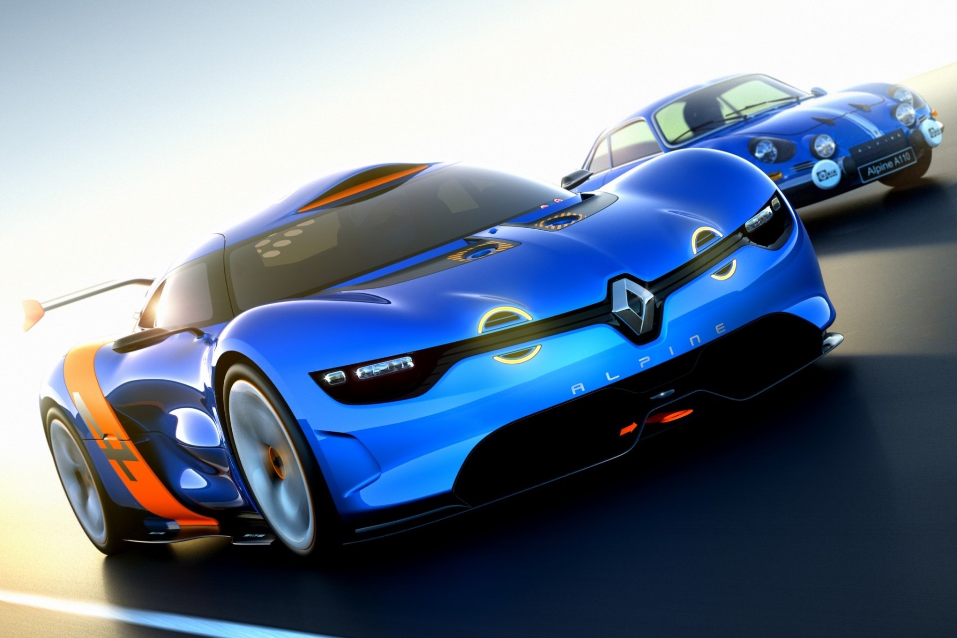 renault alpine a110-50 concept renault alpine concept front end racing track sky