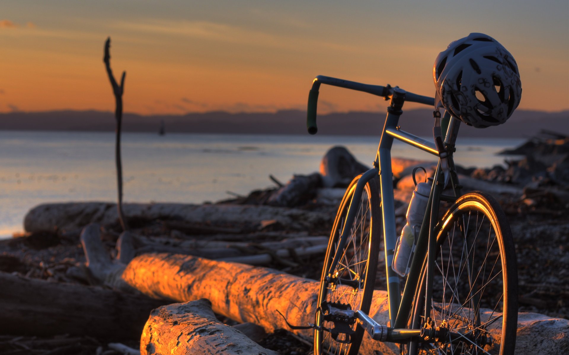 casque bûches rivage vélo