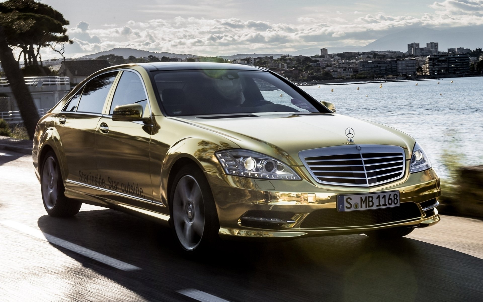 mercedes-benz s-klasse festival de cannes mercedes sedan front gold spets.versiya sky