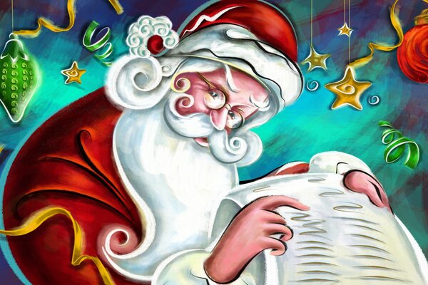 Santa Claus checks the list of good children