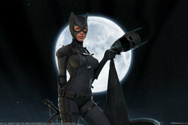 Catwoman masque Batman lune nuit