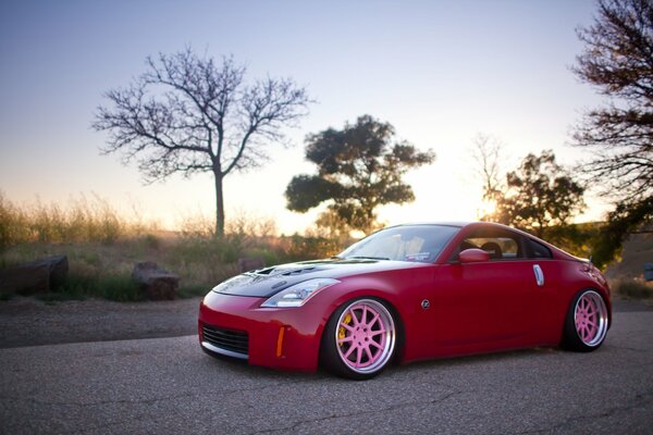 Nissan 350z sfondo rosso