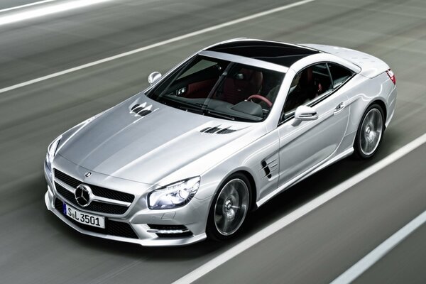 Silver Mercedes Benz SL 350 AMG sport