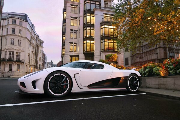 Hypercar in the parking lot in the city