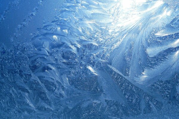 Winter pattern on the window glass