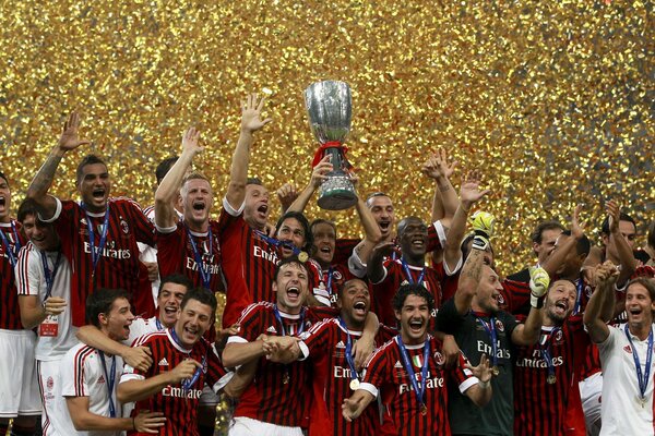 Celebración de los futbolistas del equipo Milan