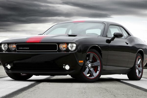 Dodge challenger muscle car with tuning