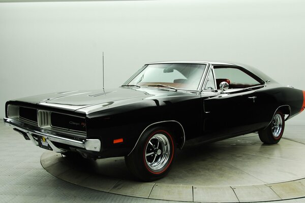 Black Classic Dodge Charger Muscle Car retro