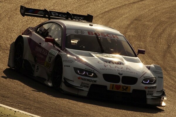 The BMW racing car is coming. View from the front