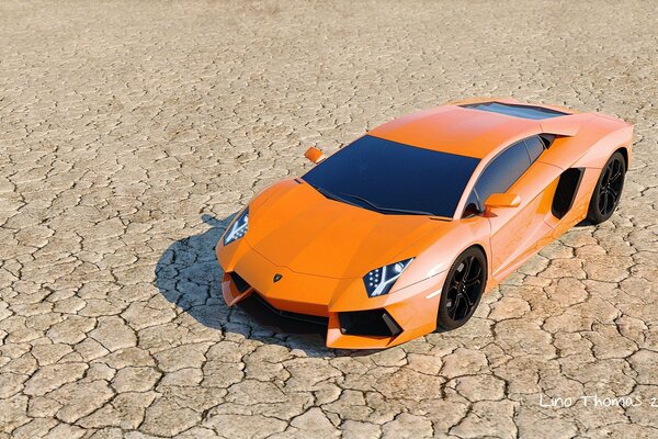 Voiture de sport orange Lamborghini