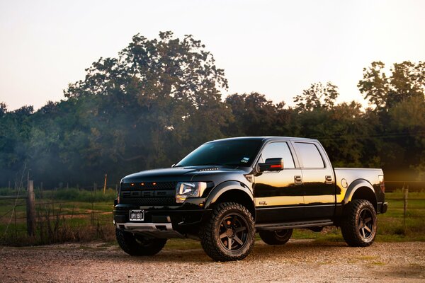 Negro Ford SUV en el campo