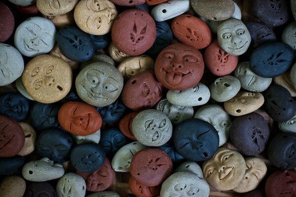 Multicolored-colored stones with faces