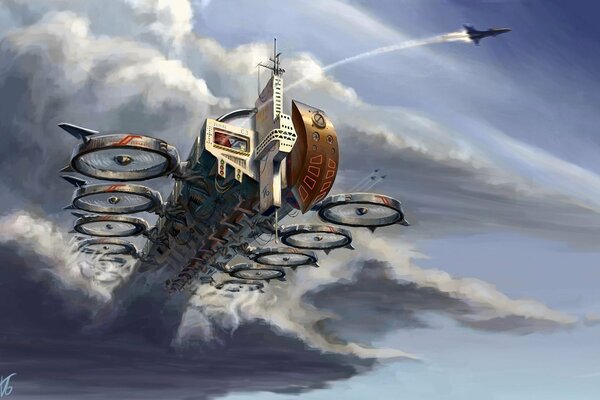 Airship clouds art