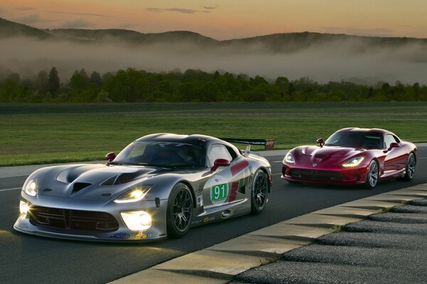 American supercar GTS -r chrysler group at the racetrack