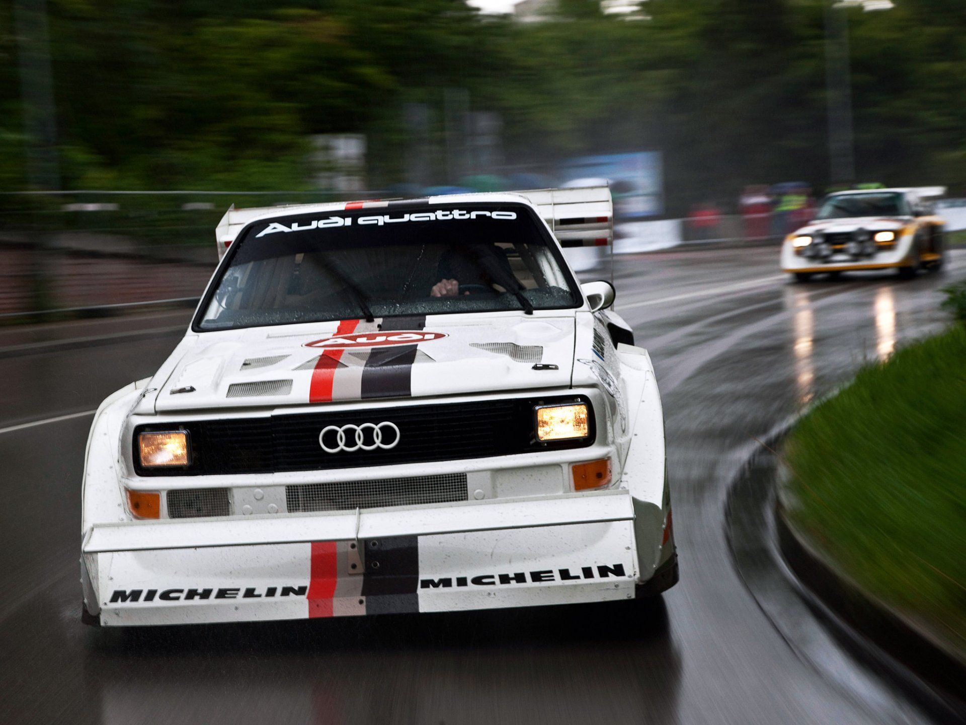 audi sport quattro s1 pikes peak rally rain blur