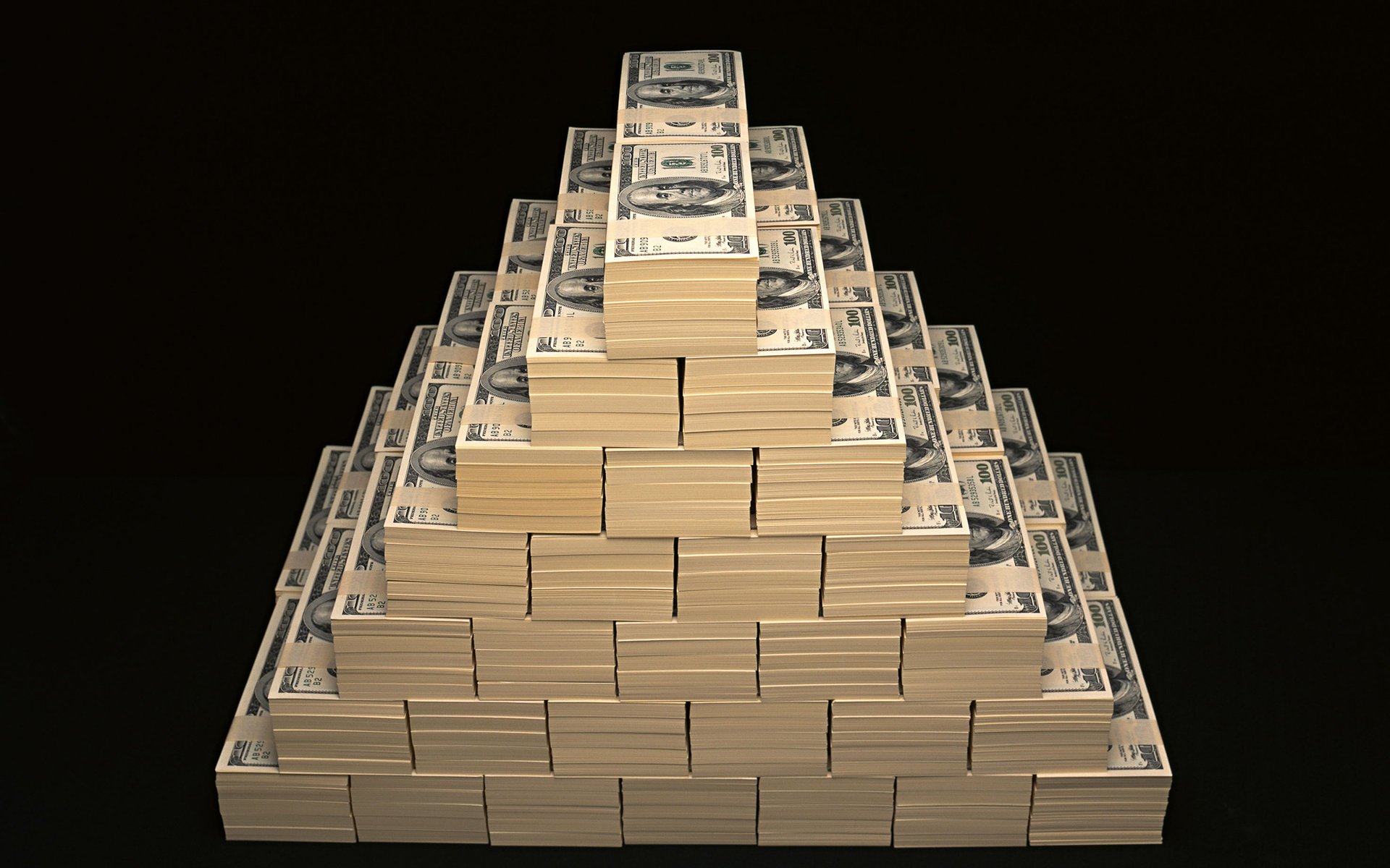 pyramide pile argent dollars paquets factures