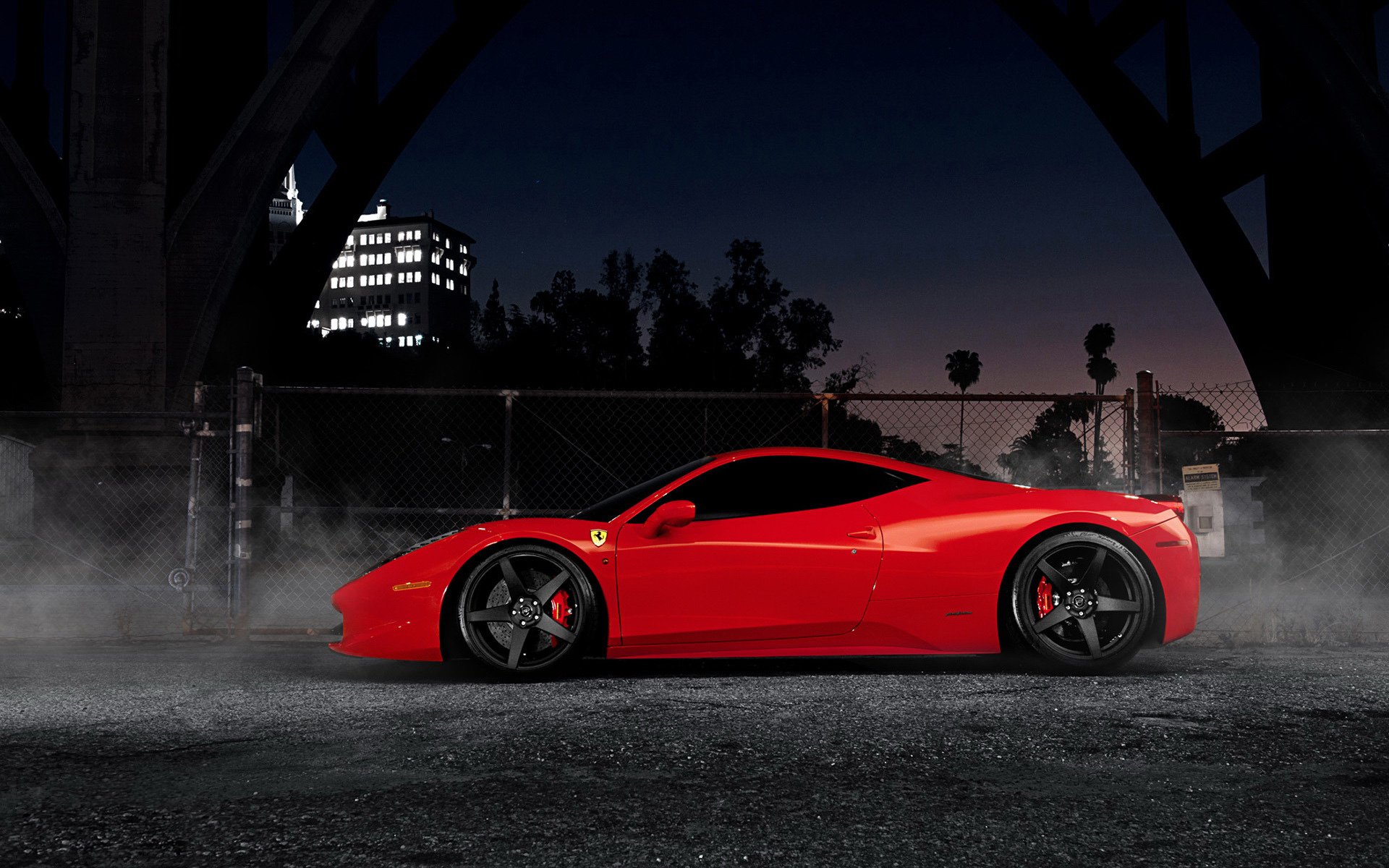 ferrari 458 italia ferrari rojo superdeportivo noche