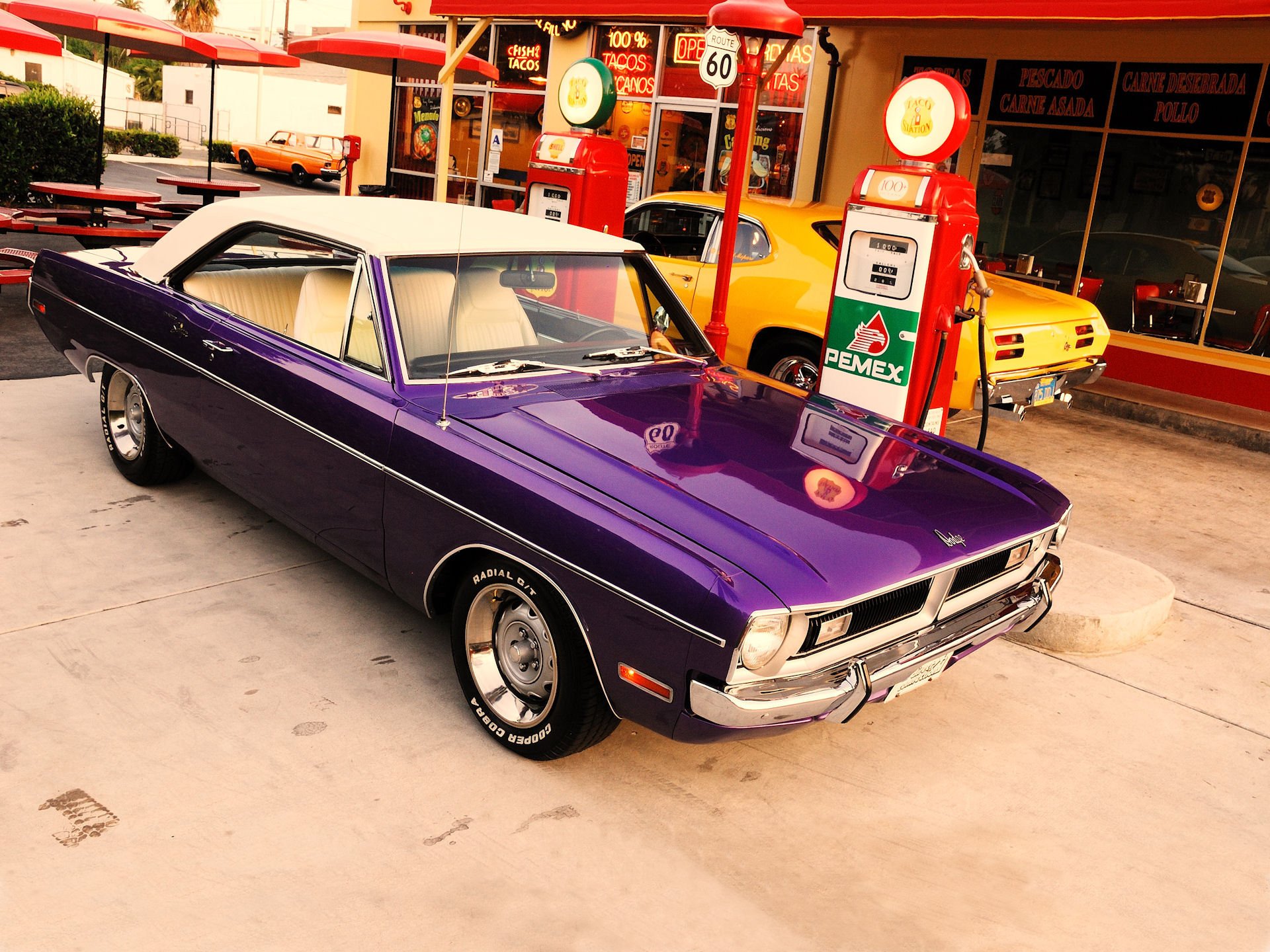 dodge darts dodge dart plymouth duster duster dream refueling route 60 usa america