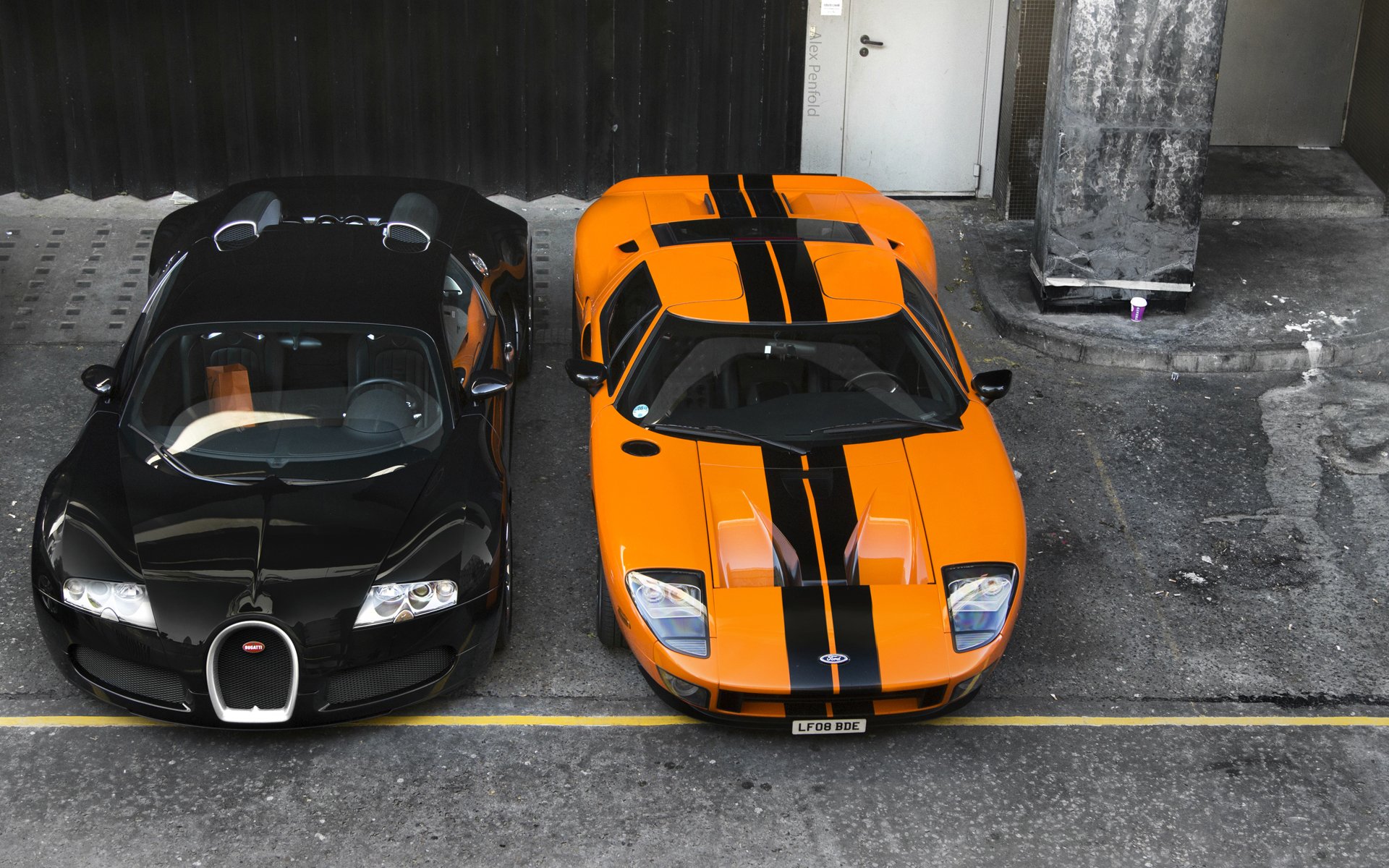 bugatti veyron ford gt bugatti veyron gt supersamochody przód pomarańczowe tło