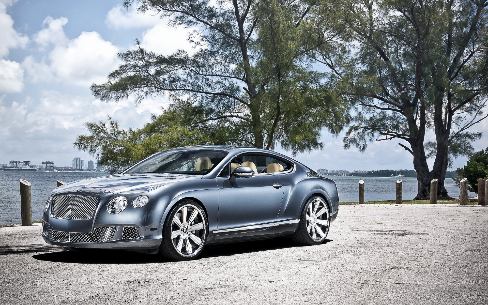 bentley continental gt bentley continental gt coupé avant côte arbres ciel