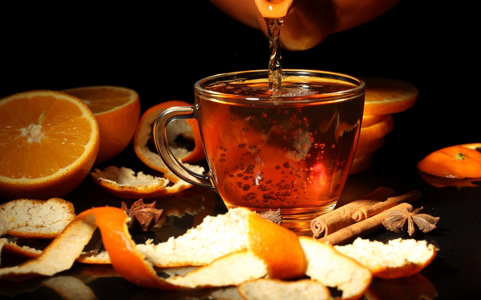 tar anise orange teapot peel cinnamon drinking cup