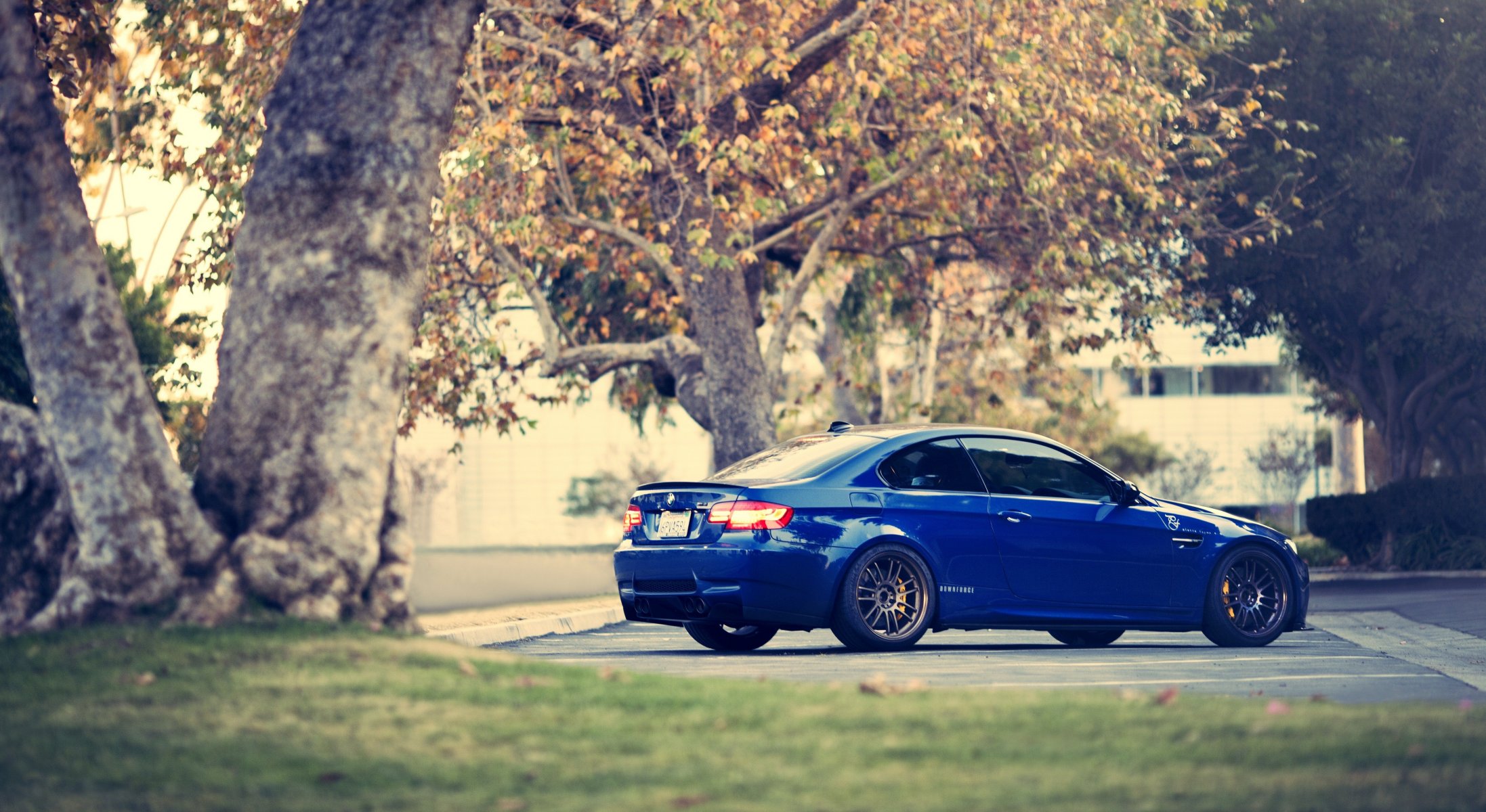 bmw m3 coupe e92 blau bmw bäume