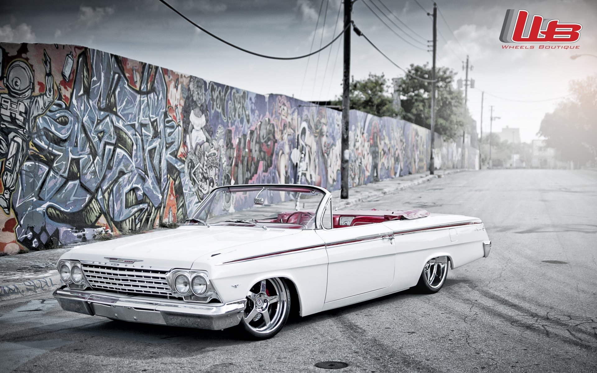 chevrolet impala chevrolet classico anteriore tuning bianco cerchi cromo parete.grafiti logo