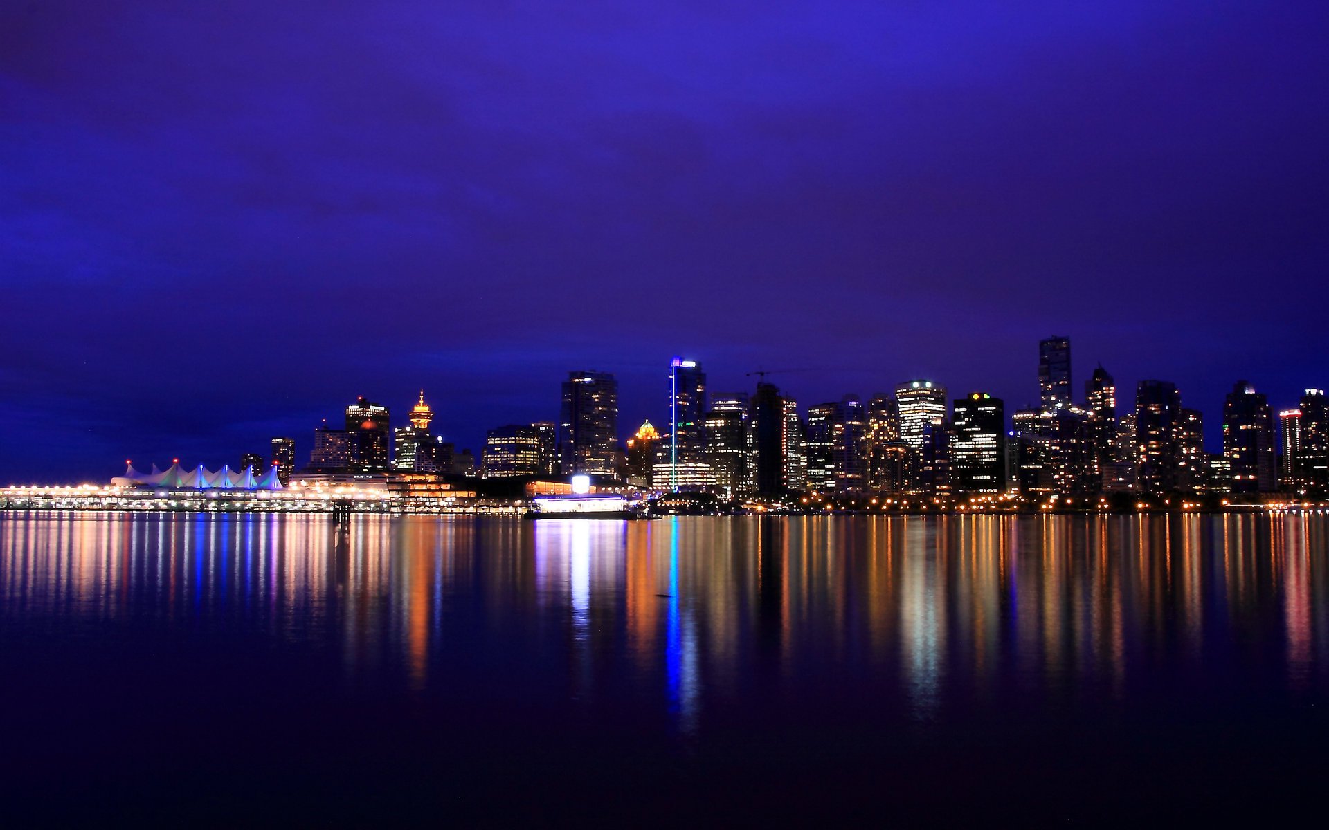 canada british columbia lights river vancouver night city канада reflection