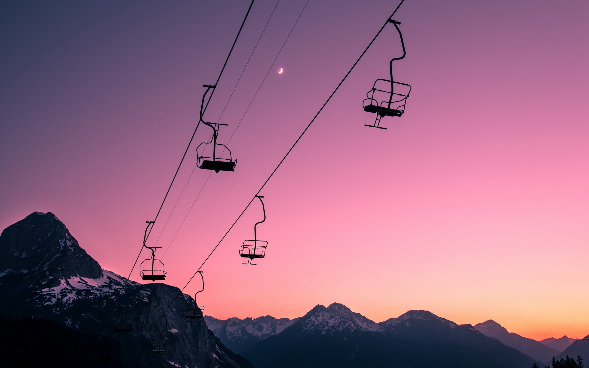 seilbahn himmel sonnenuntergang