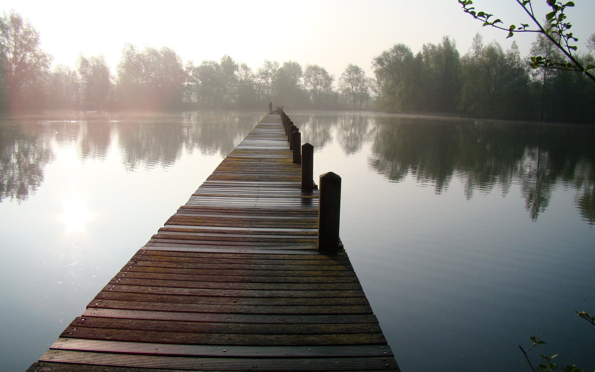 lac brouillard pont