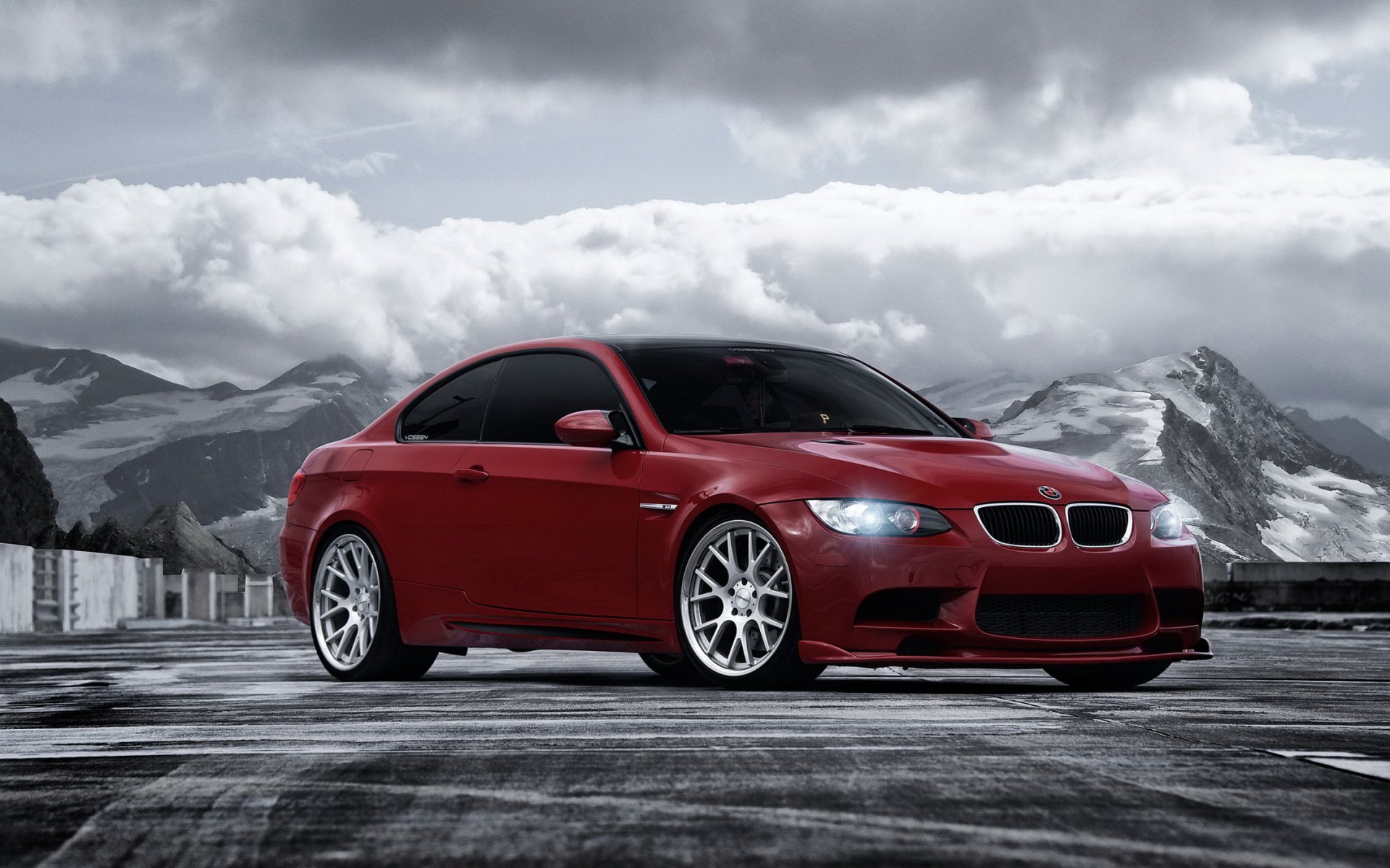 bmw m3 tuning voiture bmw rouge montagnes