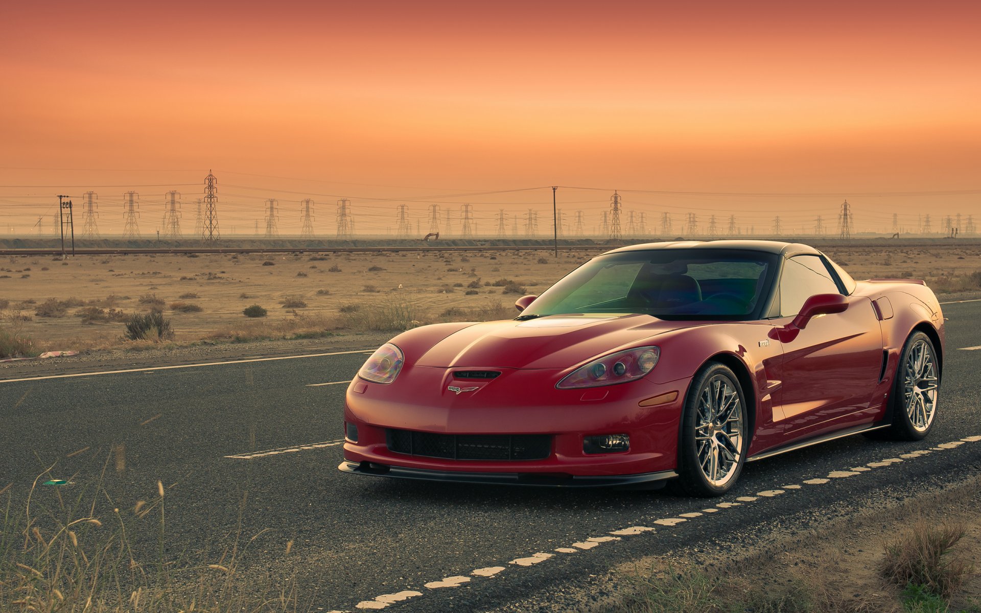 chevrolet corvette zr1 chevrolet corvette carretera puesta de sol