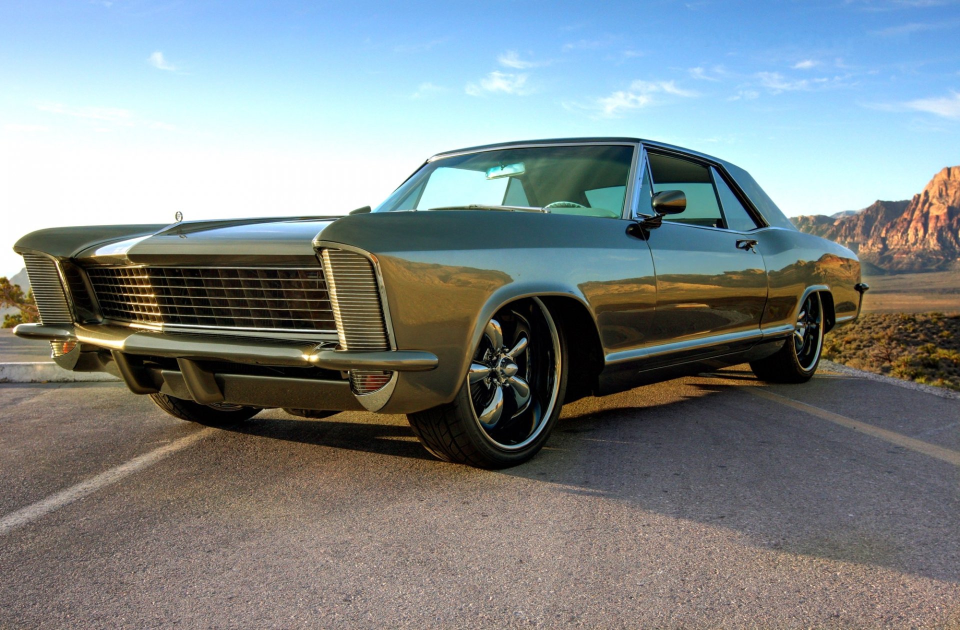 buick riviera 1965 coche del músculo verde buick verde metálico cielo