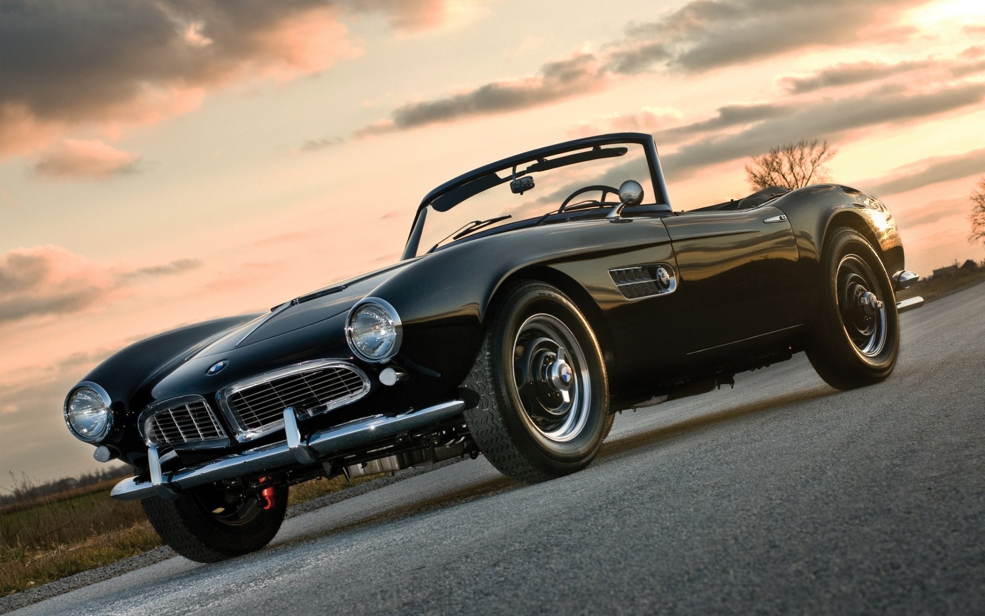 bmw série 2 année 1957 bmw voiture de sport cabriolet avant route coucher de soleil ciel belle voiture